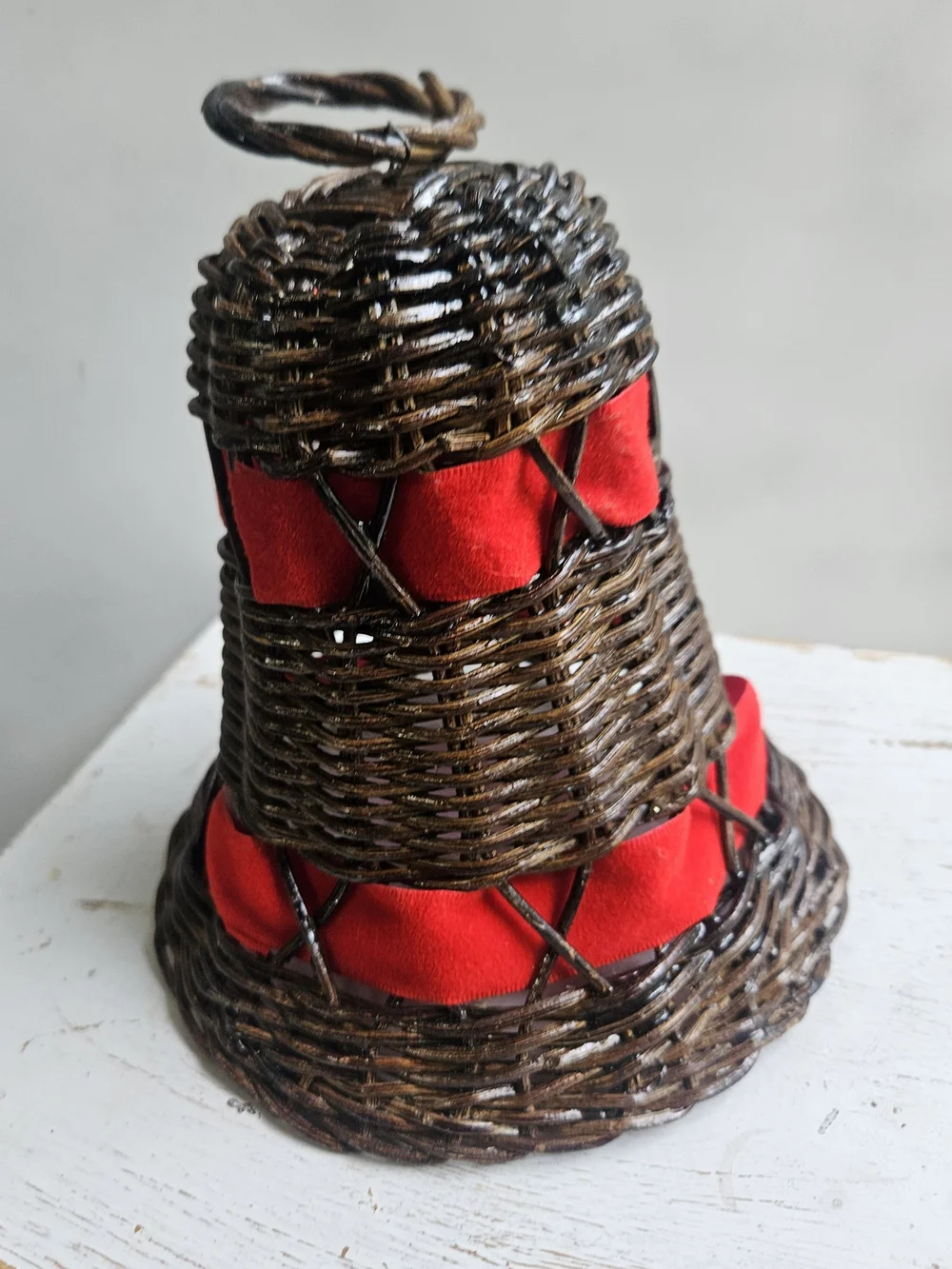 Source Unknown Brown Woven Bell Holiday Ornaments with Red Trim
